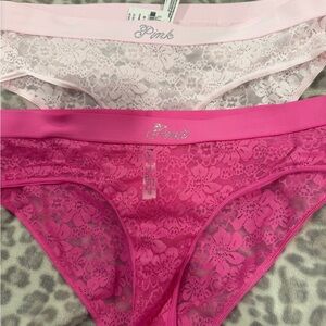 Victoria’s Secret PINK Sparkly Rhinestone Lace Pink Undies size M